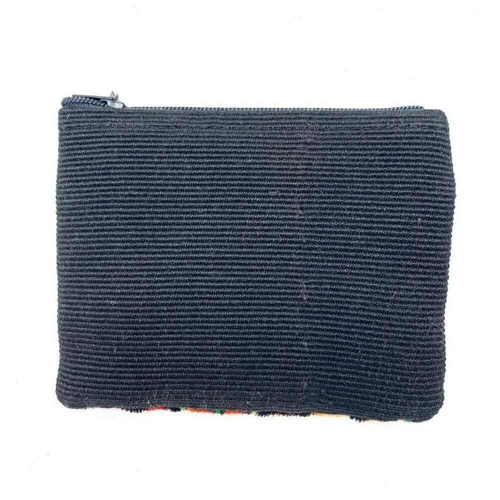Embroidered Floral Cotton Zip Wallet-Red/Orange/Green/Black, Guatemala 4.5